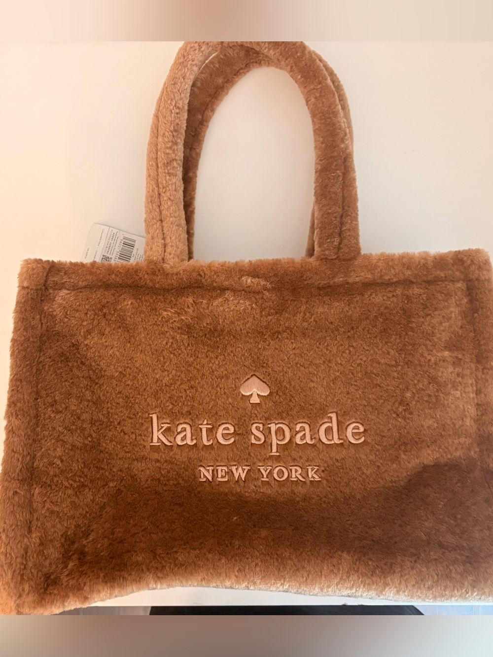 kate spade Plush Faux-Fur Tote in Chestnut Brown